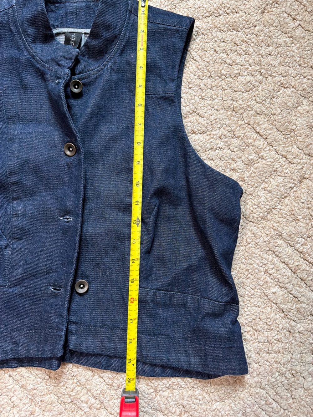 Dark Blue Denim Sleeveless Vest - Picture 11 of 11